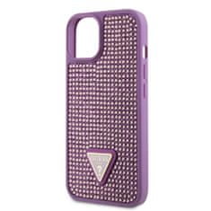 Guess  Rhinestones Triangle Metal Logo Kryt pro iPhone 15 Purple