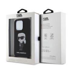 Karl Lagerfeld  Liquid Silicone Crossbody Ikonik Zadní Kryt pro iPhone 15 Pro Black
