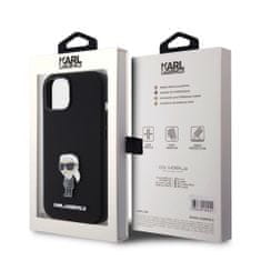 Karl Lagerfeld  Liquid Silicone Metal Ikonik Zadní Kryt pro iPhone 15 Black