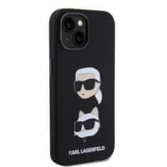 Karl Lagerfeld  Liquid Silicone Karl and Choupette Heads Zadní Kryt pro iPhone 15 Black