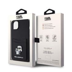 Karl Lagerfeld  PU Saffiano Card Slot Metal Karl and Choupette Zadní Kryt pro iPhone 15 Black