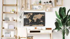 Allboards ALLboards magnetický obraz na stěnu bez rámu 60 x 40 cm - fotoobraz černá mapa světa