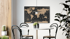 Allboards ALLboards magnetický obraz na stěnu bez rámu 60 x 40 cm - fotoobraz černá mapa světa