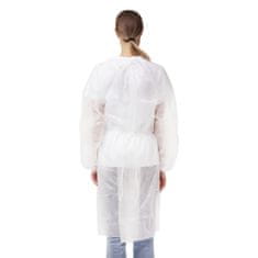 VVITRINA Jednorázový plášť se zavazováním vzadu, bíly, rukáv s gumou, 110 cm