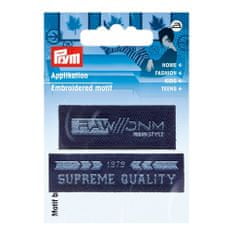 PRYM Nášivka štítek Surpreme Quality/Raw Denim, nažehlovací, modrá