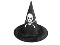 Kraftika 1ks černá lebka karnevalový klobouk čarodějnický pavučina
