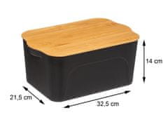 ModernHome Box Černý S Bambusovým Víkem 6,5L