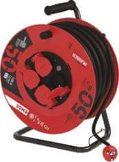 Emos Venkovní prodlužovací kabel na bubnu 50 m / 4 zásuvky / černý / guma / 230 V / 1,5 mm2