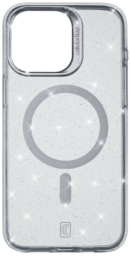 Levně CellularLine Třpytivý zadní kryt Sparkle Mag s podporou Magsafe pro Apple iPhone 15 Pro, čirý (SPARKMAGIPH15PROT)