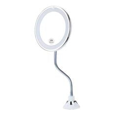 Netscroll Zrcadlo na líčení, zvětšovací zrcadlo s LED světlem a ohebným držákem, pohyblivý krk pro snadnou instalaci, LED světlo pro perfektní osvětlení, 10x zvětšení, BeautyMirror
