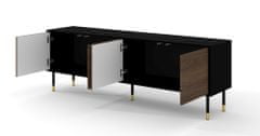 Homlando TV stolek SHERWOOD 180 cm 4D frézovaná matná černá / dub catania