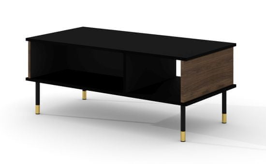 Homlando Konferenční stolek SHERWOOD 110x55 cm frézované matná černá / dub catania
