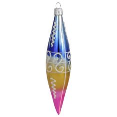 Decor By Glassor Skleněná vánoční ozdoba duhová raketa