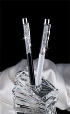 ART CRYSTELLA Kuličkové pero SWAROVSKI Crystals, bílá, bílé krystaly v horní části pera, 14 cm, 1805XGT022 
