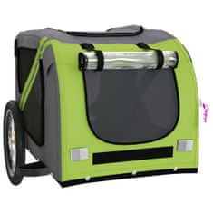 Vidaxl Vozík za kolo pro psa zelený a šedý oxfordská tkanina a železo