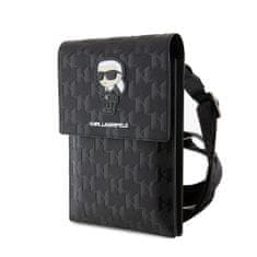 Karl Lagerfeld Pouzdro nejen na mobil Karl Lagerfeld Saffiano Monogram Wallet Phone Bag Ikonik NFT Black