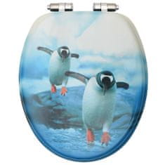 Vidaxl WC sedátko s funkcí pomalého sklápění MDF motiv tučňáků