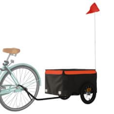Greatstore Přívěsný vozík za kolo černý a oranžový 30 kg železo