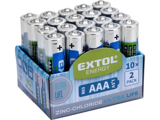 Extol Energy Baterie zink-chloridové, 20ks, 1,5V AAA (R03)