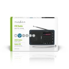 Nedis FM Rádio | 3,6 W | Port USB a Slot na microSD kartu | Černá / Šedá