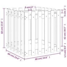 Vidaxl Zahradní truhlík plotový design bílý 60x60x60 cm masiv borovice
