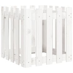 Vidaxl Zahradní truhlík plotový design bílý 50x50x50 cm masiv borovice