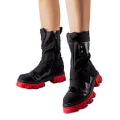 INNA Černé záplatované boty s červenou podrážkou velikost 36
