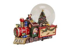 Dům Vánoc Sněhová koule s hrací skřínkou Lokomotiva s dětmi 18 cm