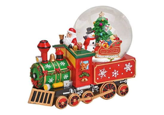 Dům Vánoc Sněhová koule s hrací skřínkou Vánoční lokomotiva 21 cm