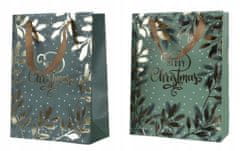 Kaemingk Vánoční dárková taška zelená a zlatá 24 cm 1ks