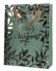 Kaemingk Vánoční dárková taška zelená a zlatá 48 x 42 x 16 cm 1ks