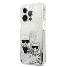 Karl Lagerfeld Karl Lagerfeld Liquid Glitter Karl & Choupette - Kryt Na Iphone 13 Pro (Stříbrný