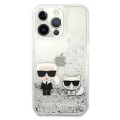 Karl Lagerfeld Karl Lagerfeld Liquid Glitter Karl & Choupette - Kryt Na Iphone 13 Pro (Stříbrný