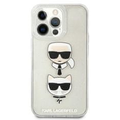 Karl Lagerfeld Karl Lagerfeld Glitter Karl & Choupette Head - Kryt Na Iphone 13 Pro (Stříbrný)