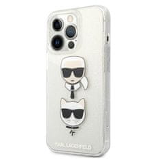 Karl Lagerfeld Karl Lagerfeld Glitter Karl & Choupette Head - Kryt Na Iphone 13 Pro (Stříbrný)