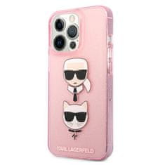 Karl Lagerfeld Karl Lagerfeld Glitter Karl & Choupette Head - Kryt Na Iphone 13 Pro (Růžová)