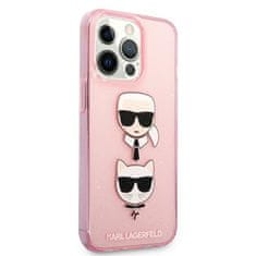 Karl Lagerfeld Karl Lagerfeld Glitter Karl & Choupette Head - Kryt Na Iphone 13 Pro (Růžová)