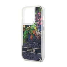 Guess Guess Liquid Glitter Flower - Kryt Na Iphone 14 Pro (Modrý)
