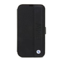Bmw Bmw Booktype Leather Textured & Stripe - Kryt Na Iphone 14 Pro Max (Černý)