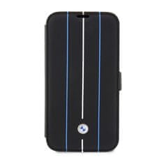 Bmw Bmw Booktype Leather Stamp Blue Lines - Kryt Na Iphone 14 Pro Max (Černý)