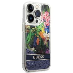 Guess Guess Liquid Glitter Flower - Kryt Na Iphone 14 Pro Max (Modrý)