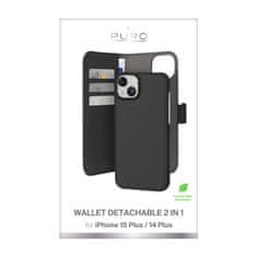 Puro Puro Wallet Detachable - Pouzdro 2V1 Iphone 15 Plus (Černé)