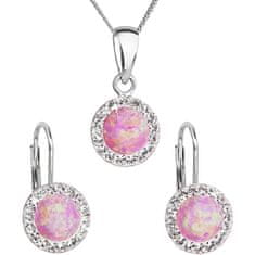 Evolution Group Třpytivá souprava šperků s krystaly Preciosa 39160.1 & light rose s.opal (náušnice, řetízek, přívěse