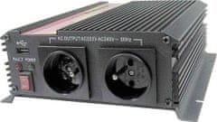 Carspa Napěťový měnič CAR1KU-12 12V/230V+USB 1000W, modifikovaná sinus