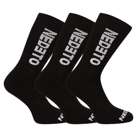 Nedeto 3PACK ponožky vysoké černé (3NDTP001-brand)