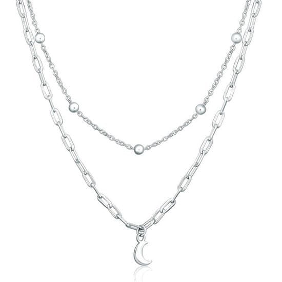 JVD Stylový dvojitý stříbrný náhrdelník Měsíc SVLN0413X610050