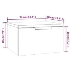 Vidaxl Nástěnný noční stolek hnědý dub 34 x 30 x 20 cm