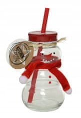 Kaemingk Vánoční skleněná nádoba na nápoje se sněhulákem 7,5 x 12,5 cm 1ks