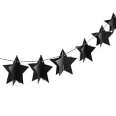 MojeParty Girlanda papírová 3D hvězdy černé 2 m