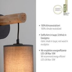 PAUL NEUHAUS LEUCHTEN DIREKT is JUST LIGHT nástěnné svítidlo přírodní dřevo 1 ramenné látkové stínidlo venkovský design do interiéru LD 15781-29